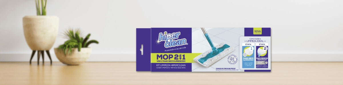 Mop 2 em 1 Hiper Clean: praticidade e eficiência para uma limpeza completa