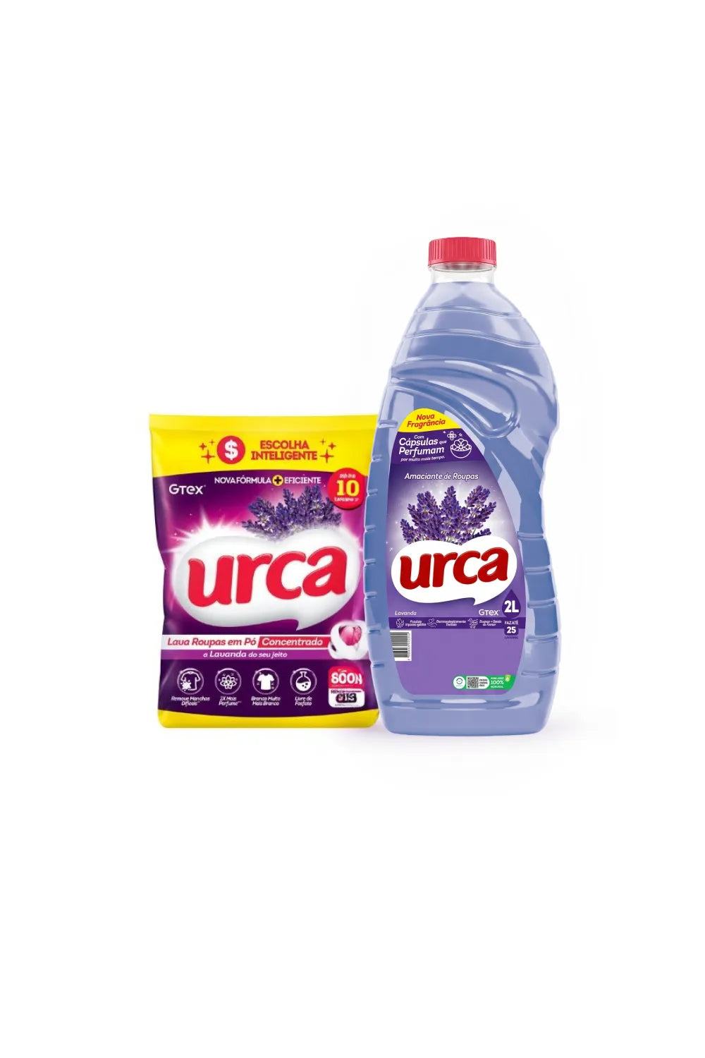 Kit Urca Lavanda: 1 Sabão em Pó Lavanda Concentrado - 800g + 1 Amaciante Diluido Lavanda - 2l