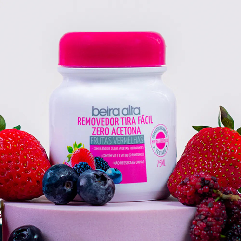 Removedor de Esmalte Tira Fácil Frutas Vermelhas Beira Alta *50 anos" - 75ml