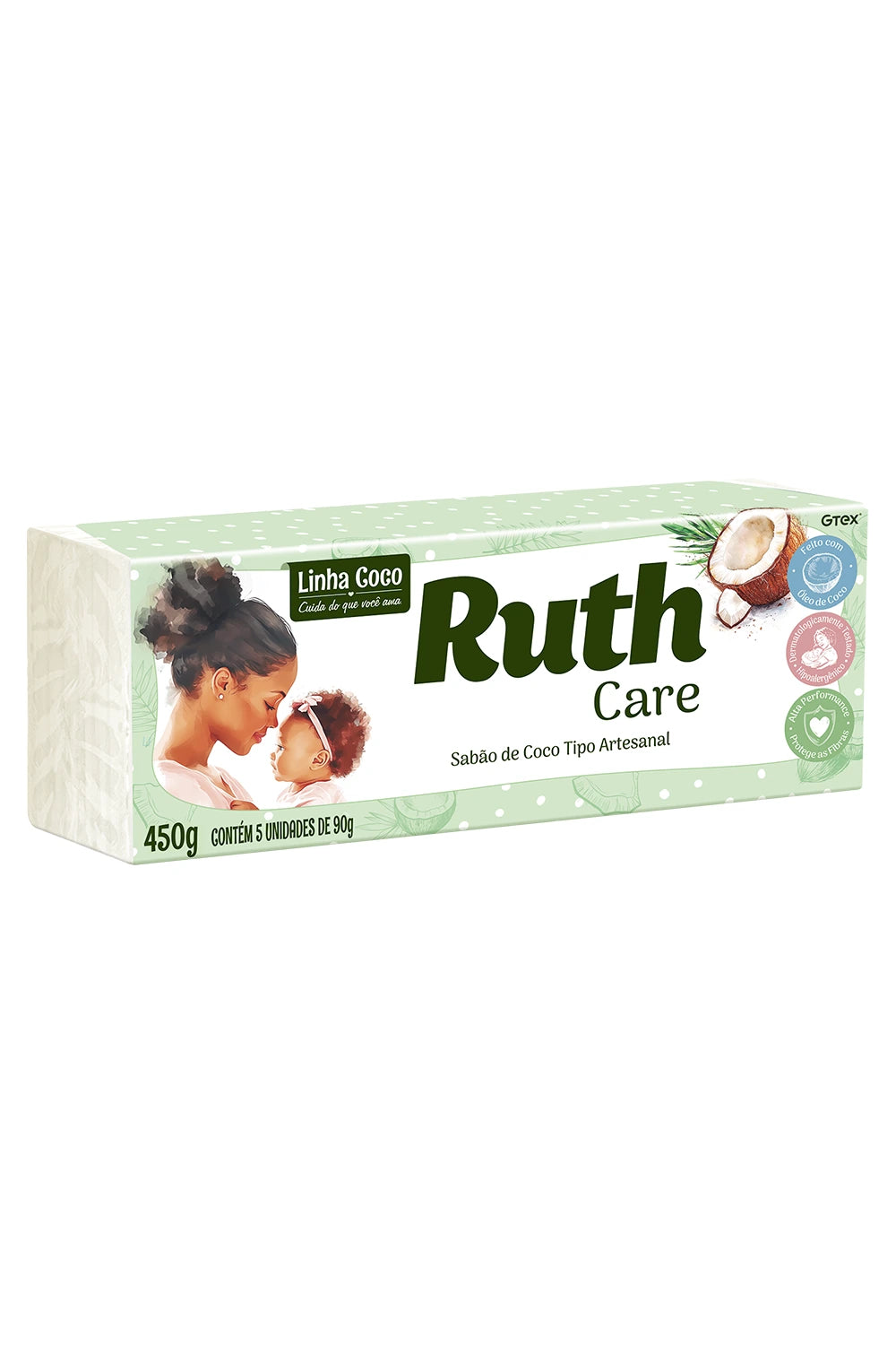 Sabão em Pedra (Sabão em Barra) Coco Ruth Care 5x90g