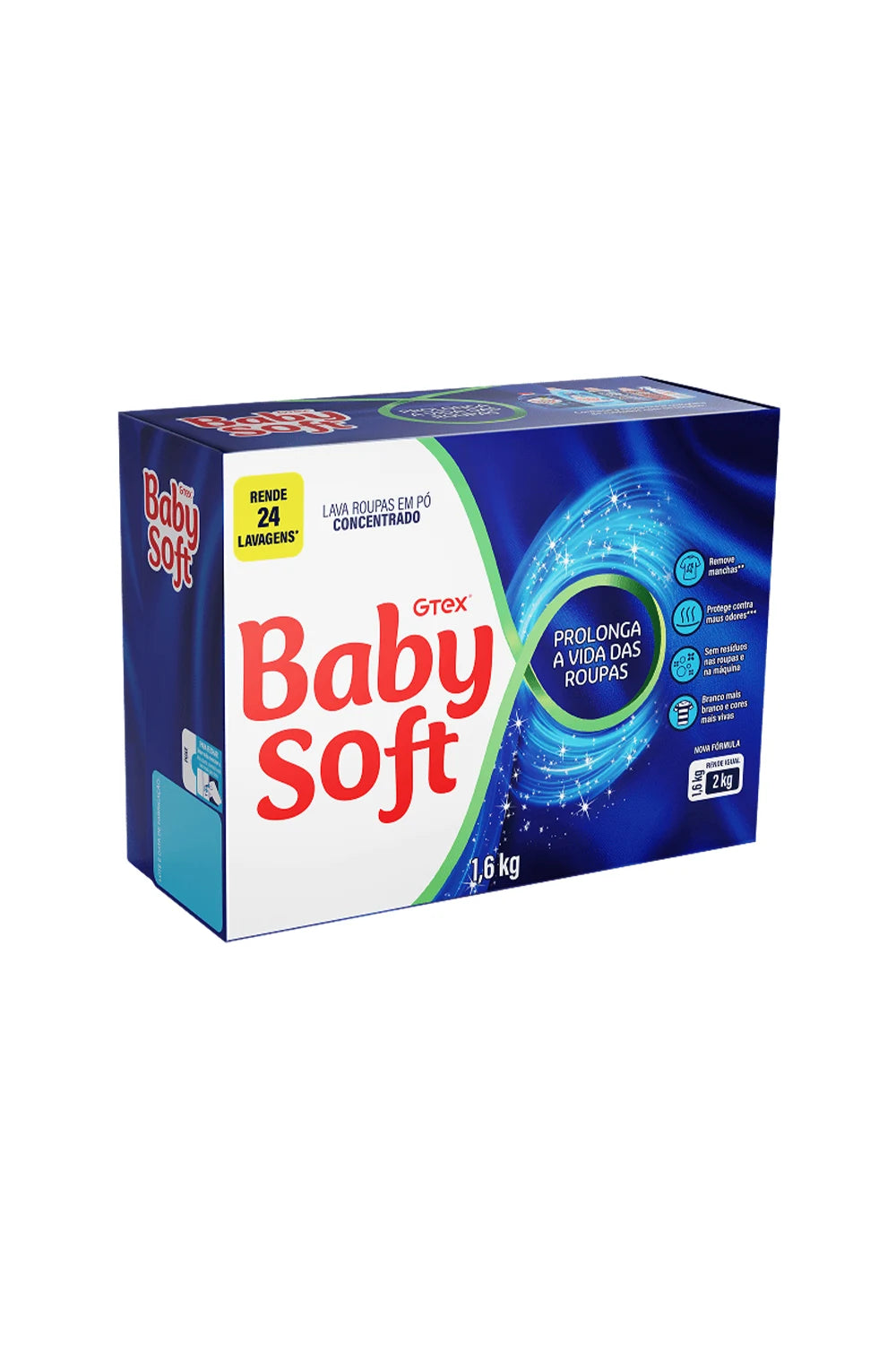 Sabão em  Pó Baby Soft Concentrado Cartucho - 1,6kg